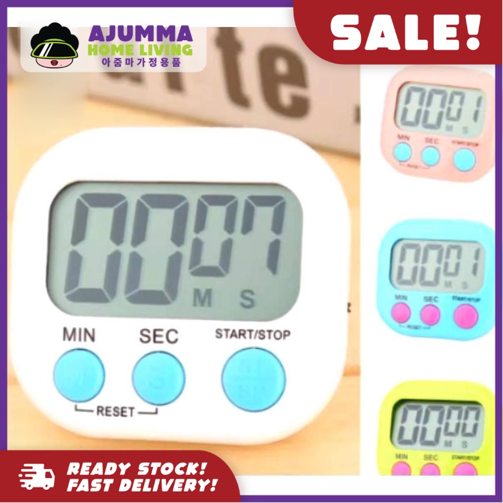 Ajumma Large LCD Digital Kitchen Cooking Timer Count Down Up Clock Loud ...