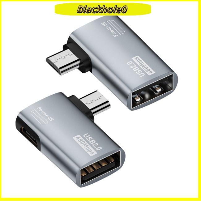 BH OTG Cable Adapter 4K 90 Degree Left / Right Angle Powered Micro USB