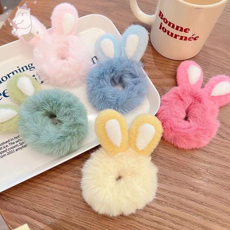 【E.five】 Autumn Winter Rabbit Ears Plush Hair Rope Children Cute ...