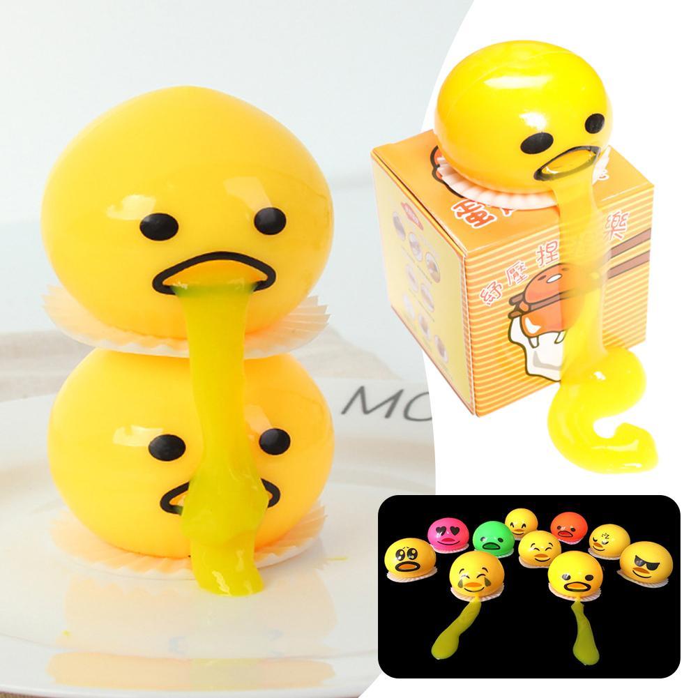 Vomiting Disgusting Egg Yolk Ball Toy Squishy Puking Happy Relief Ball ...