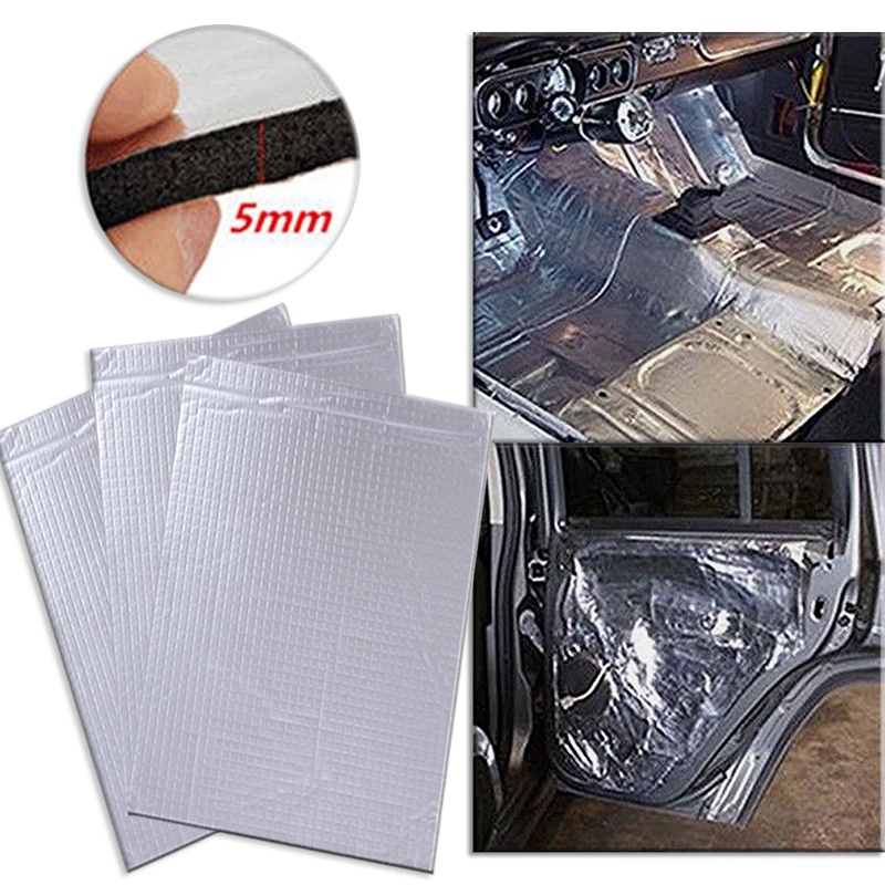 5Pcs 50cmx25cm Car Sound Deadener Mat 5mm Noise Heat Deadening ...
