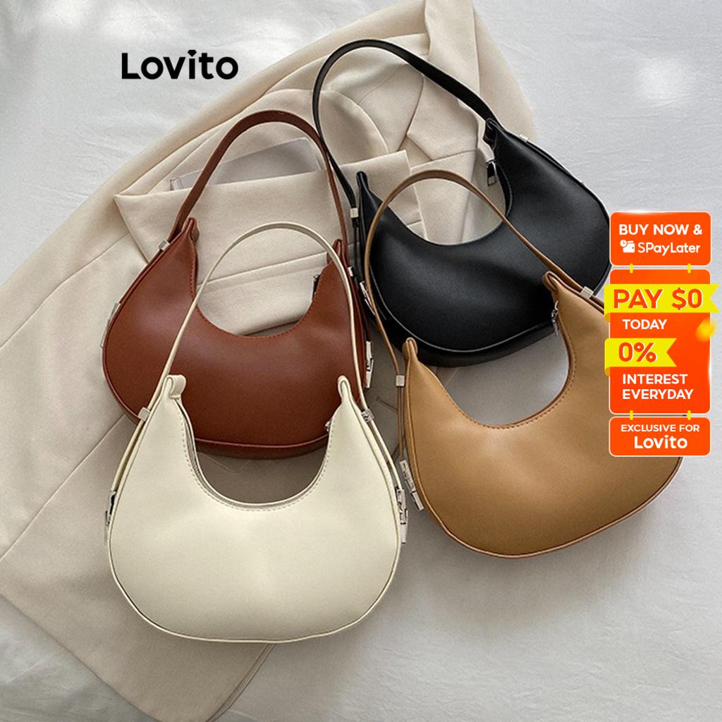 Lovito Women Metal Small Shoulder Bag L57Ad108 (Khaki/Brown/White/Black ...