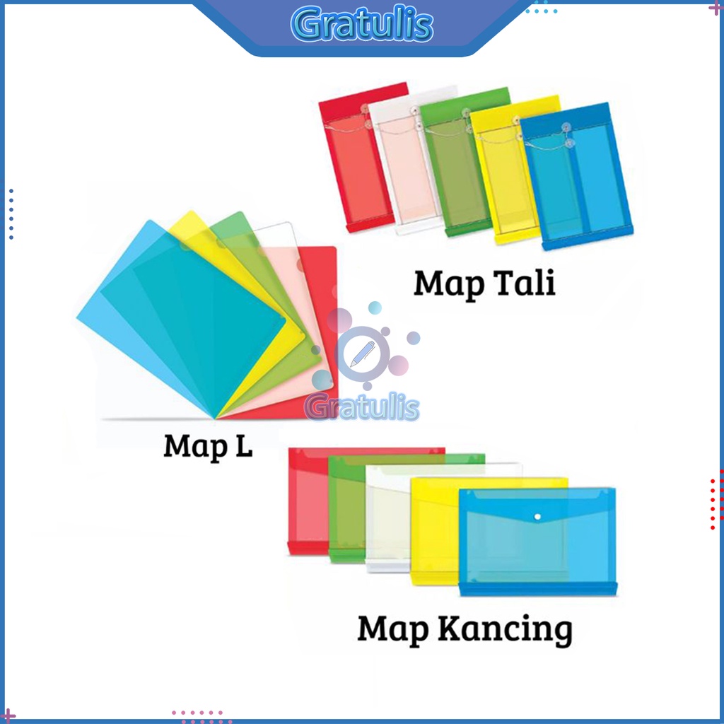 HIJAU MERAH PLASTIC DOCUMENT FILE MAP [1 PCS] / PLAIN MAP CLEAR BUTTON ...