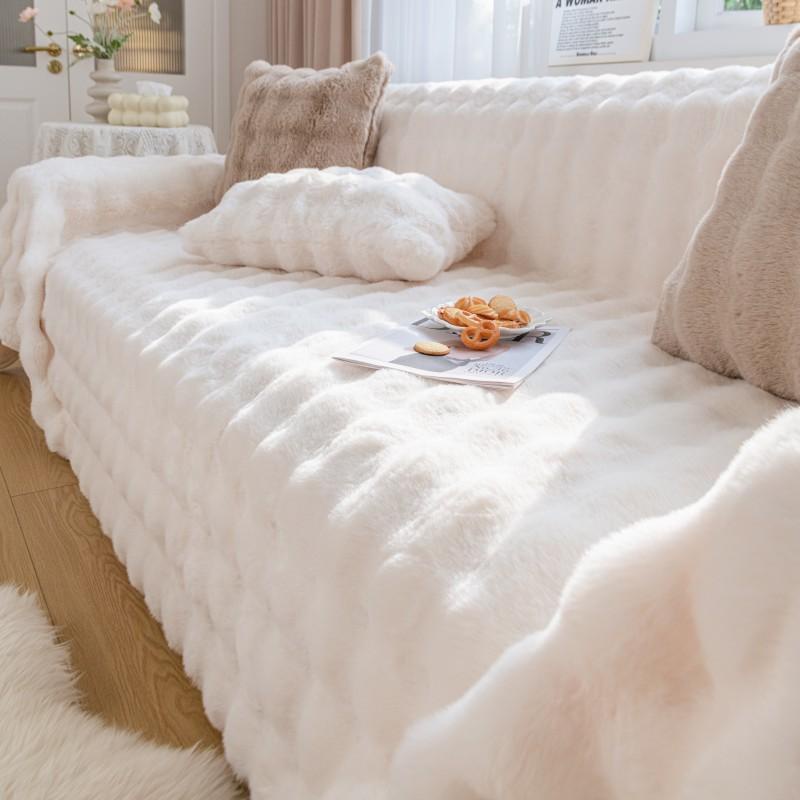 Minimalist Winter Plush Sofa Cover, Thickened and Warm Sofa Blanket