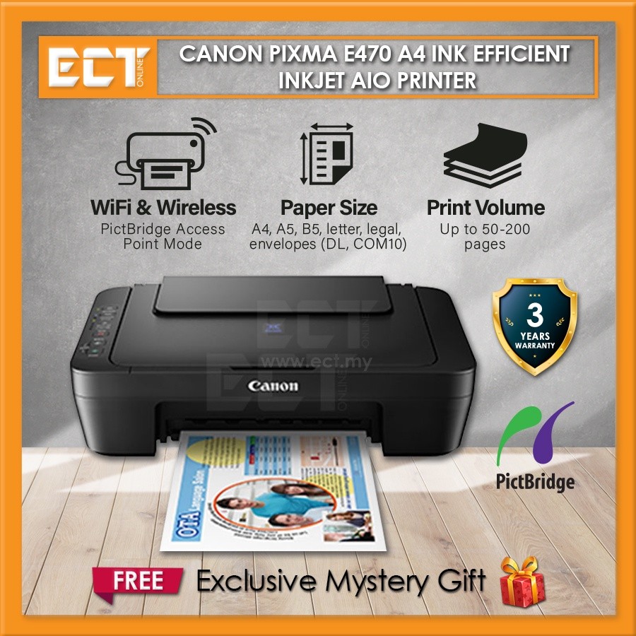 Canon PIXMA E470 A4 Ink Efficient Inkjet AIO Printer | Shopee Philippines