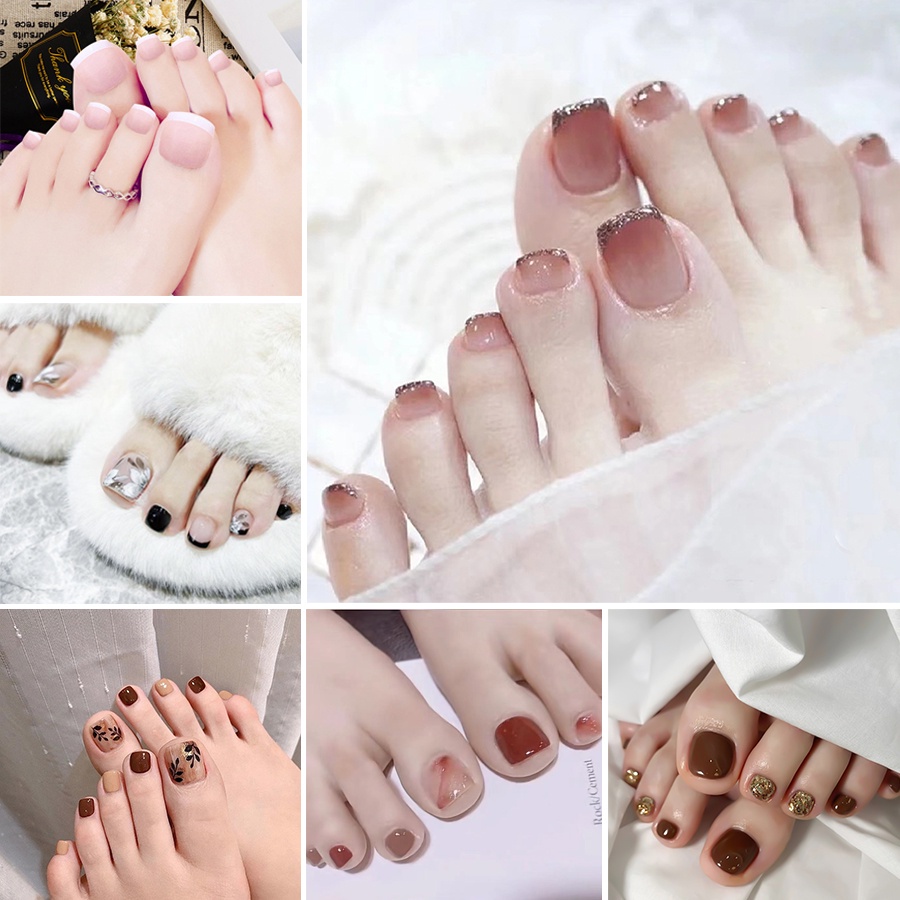 24pcs per box of wearable nail, toenail, false nail set with glue ...