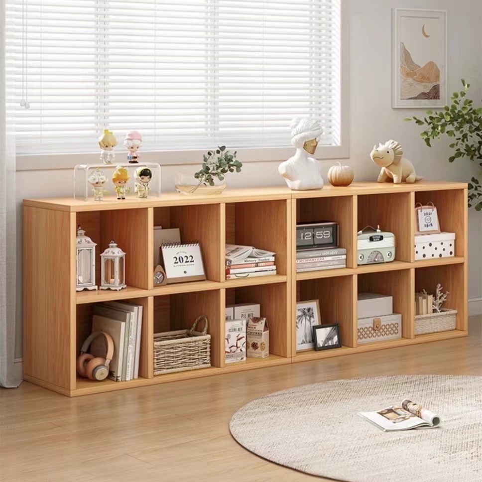 Floor low bookcase shelves household living room shelves random ...