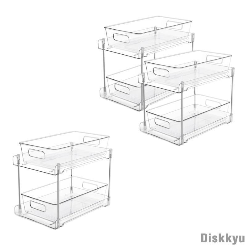 [Diskkyu] 2 Tier Clear Organizer with Dividers, Slide Out Pantry