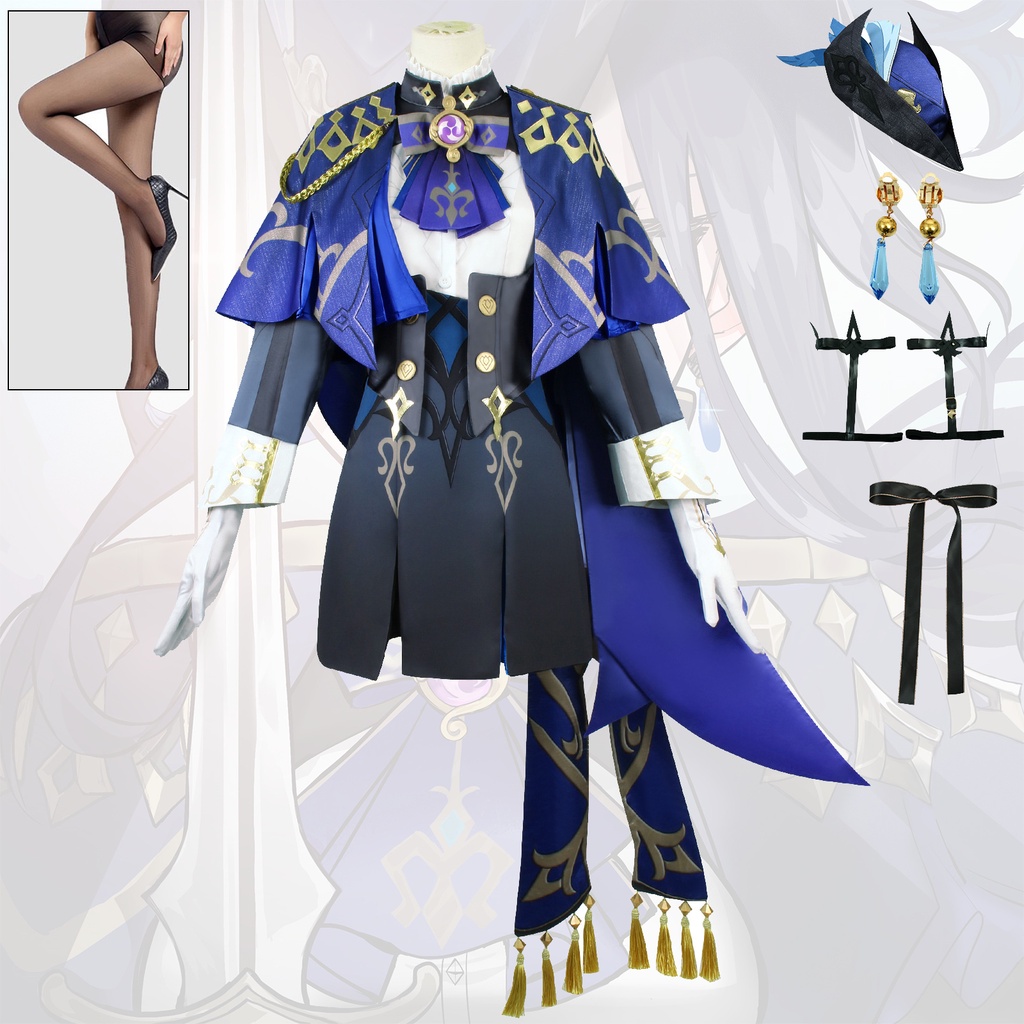 Genshin Impact Clorinde Cosplay Set Anime And Game Same Clothing Women