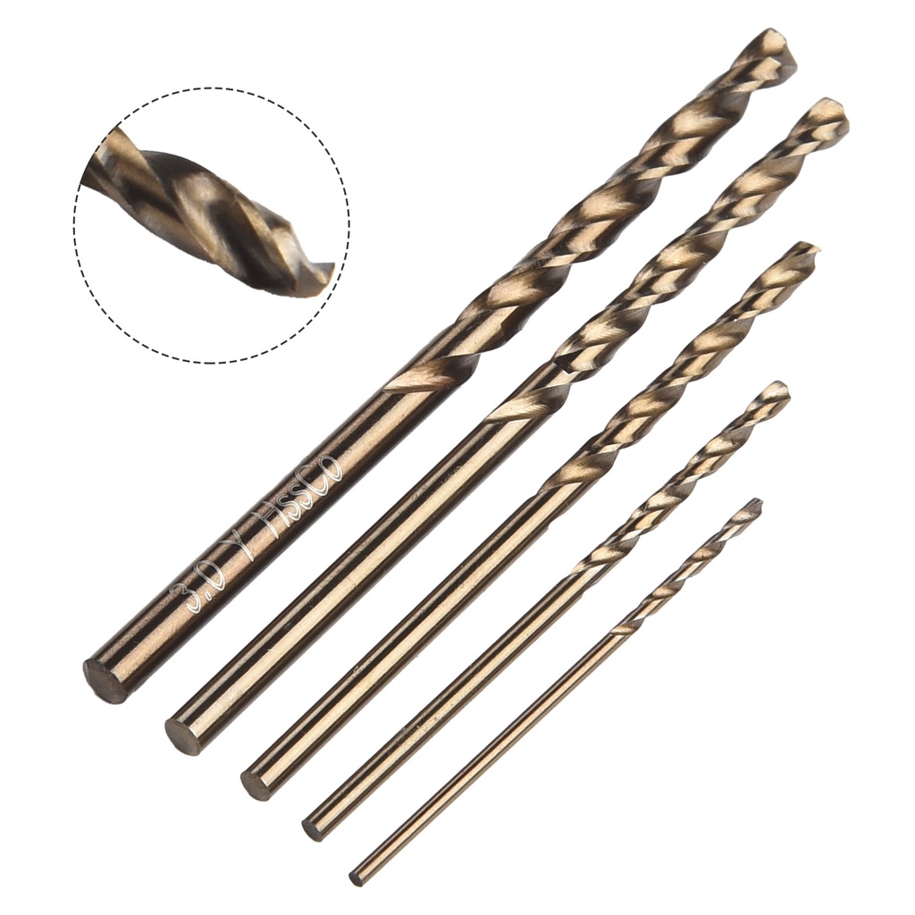 {LUSH} 5pcs HSS M35 Cobalt Drill Bit 1mm 1.5mm 2mm 2.5mm 3mm used for ...