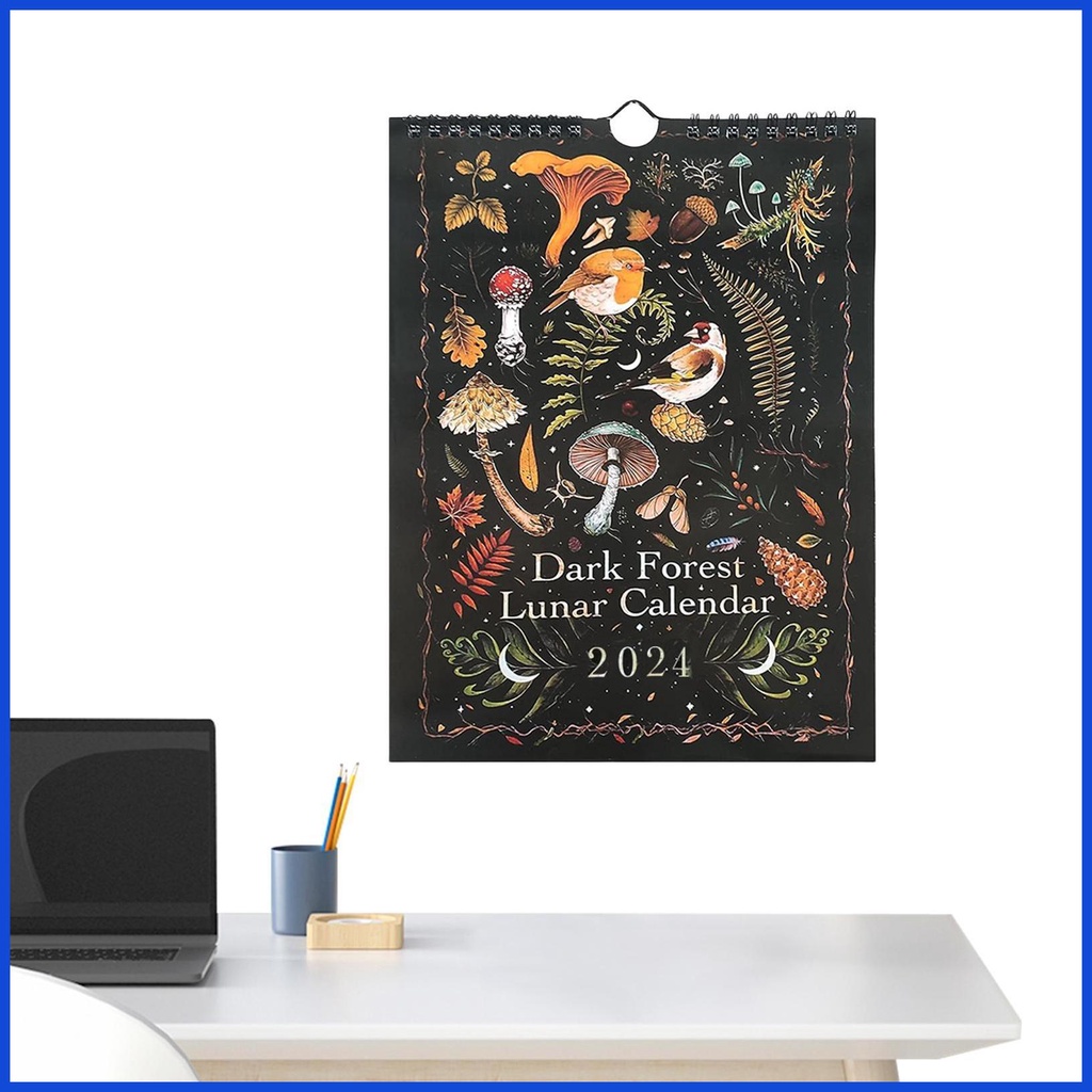 Dark Forest Lunar Calendar 2024 Waterproof Wall Calendars with 12