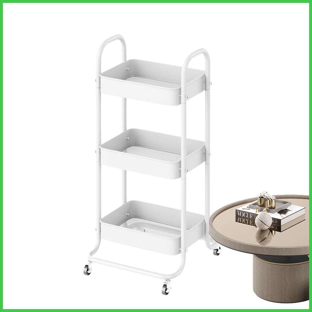 Metal Rolling Cart Organizer 3 Tier Metal Rolling Cart Bathroom