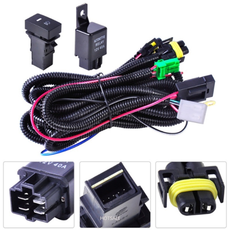H11 881 H9 H8 Fog Light Headlight Wire Harness Sockets Kit Relay - Foto 8