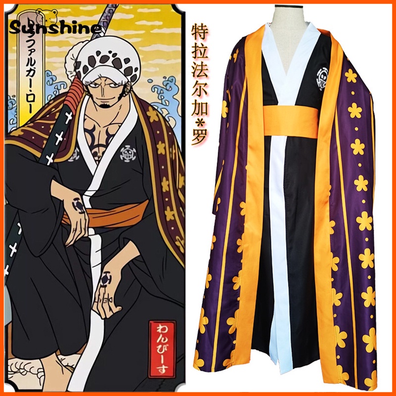 One Piece Trafalgar Law/Trafalgar D Water Law Cosplay Costume Kimono Robe Full Suit Outfits