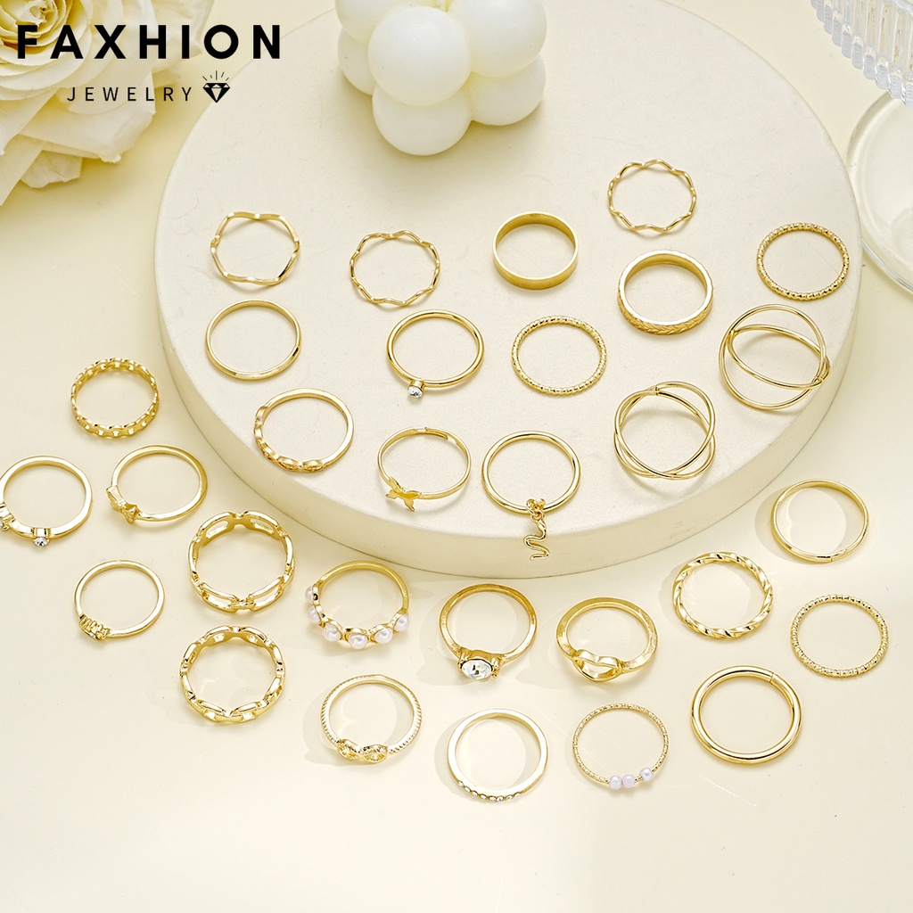 30pcs Elegant 18K Gold Rings Set for Women Butterfly Ring Accessories ...