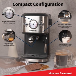 Kazumi KZ-802 BrewMaster 1.25L Espresso Machine with Milk Frother ...
