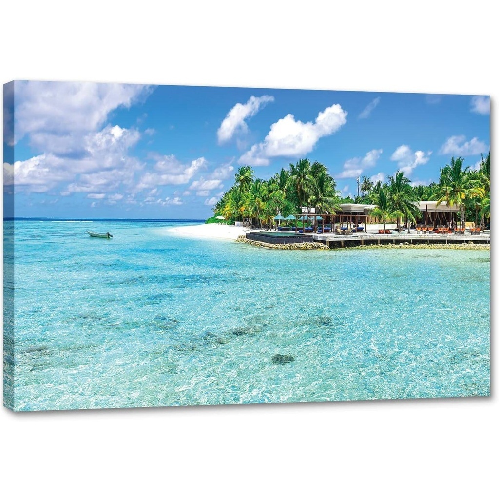 Wall Canvas Print Blue Ocean Beach Landscape Abstract Wall Art Pictures ...