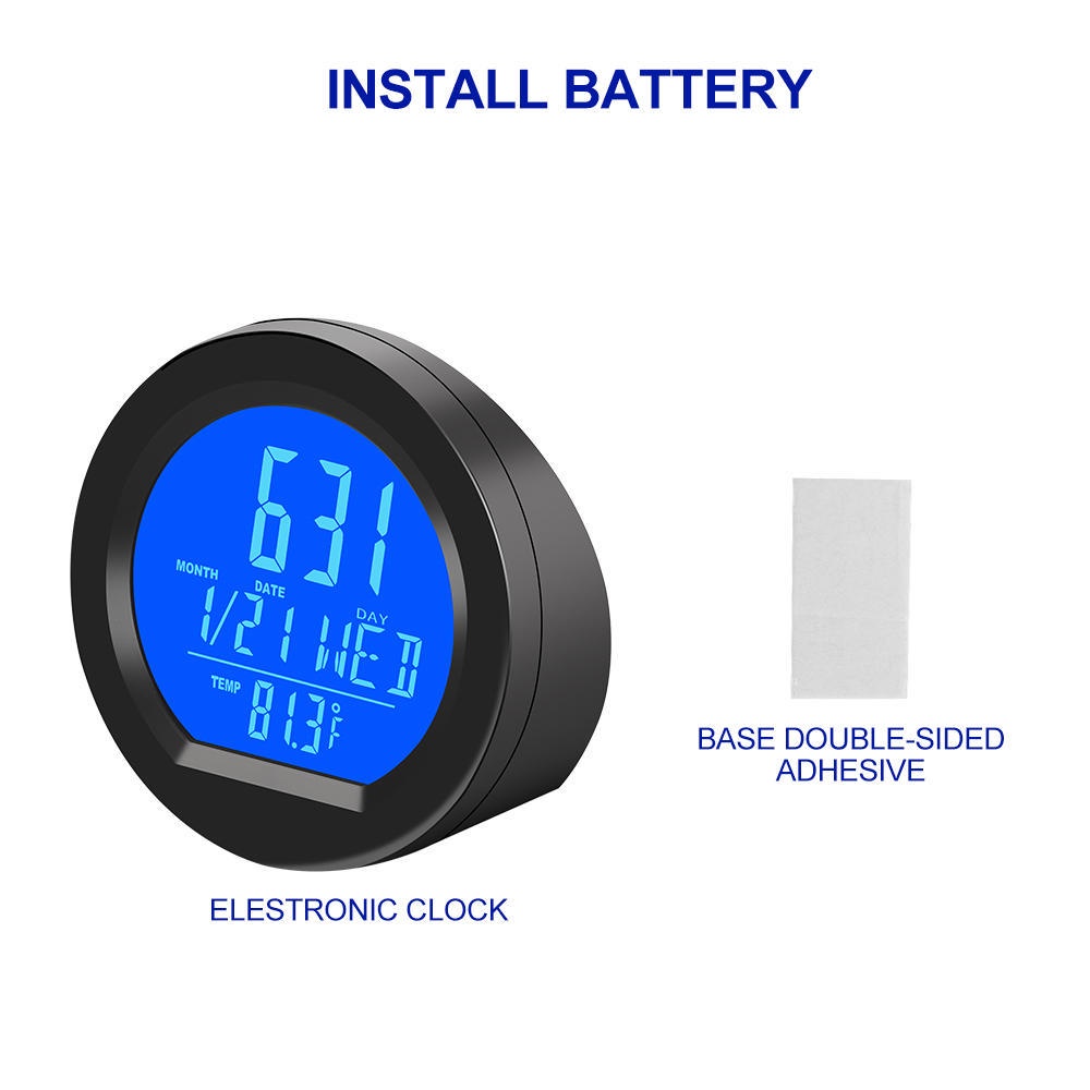 2-in-1 Digital LED Car Clock & Thermometer – LCD Backlight, No Battery Needed