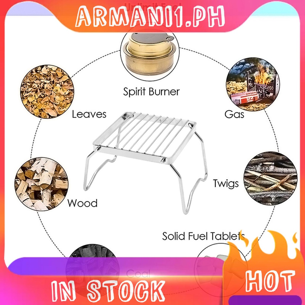 Camping Gas Stove Stand Mini Foldable Barbeque Grill Fire Rack for