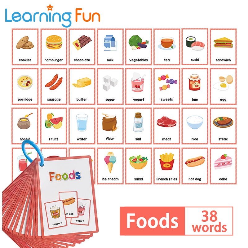 Children Learning Food English Words Flashcards for Kids Teaching Aids ...