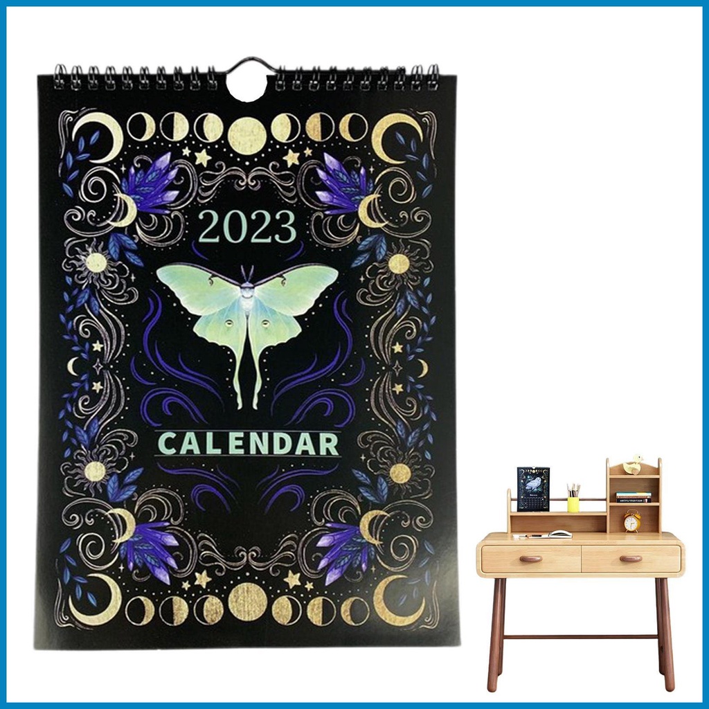 Lunar Calendar 2023 Dark Forest Moon Calendar with Animal Illustrations