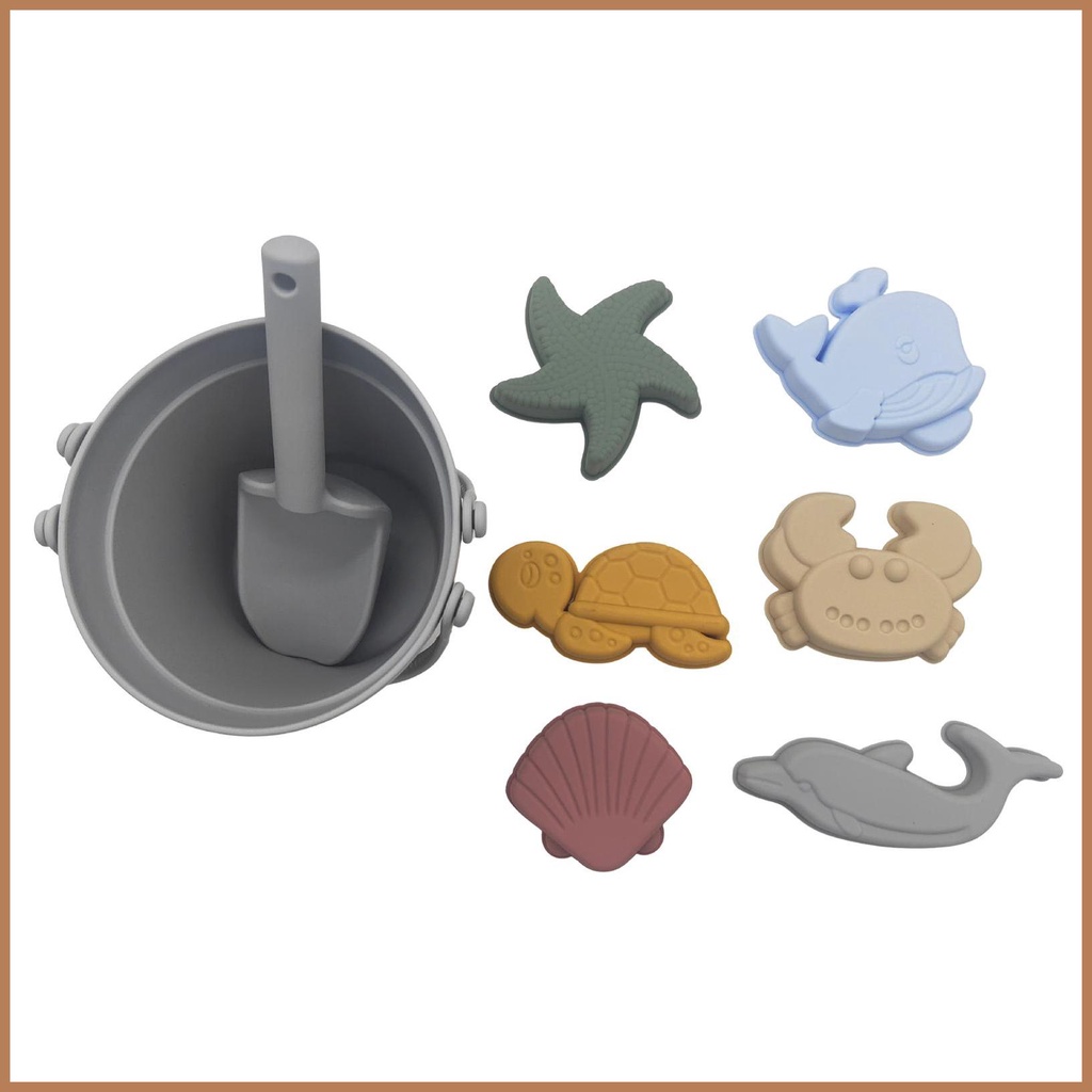 Beach Sand Bucket And Spade Toy Silicone Set Sandpit Dig Tool Kit Sea 