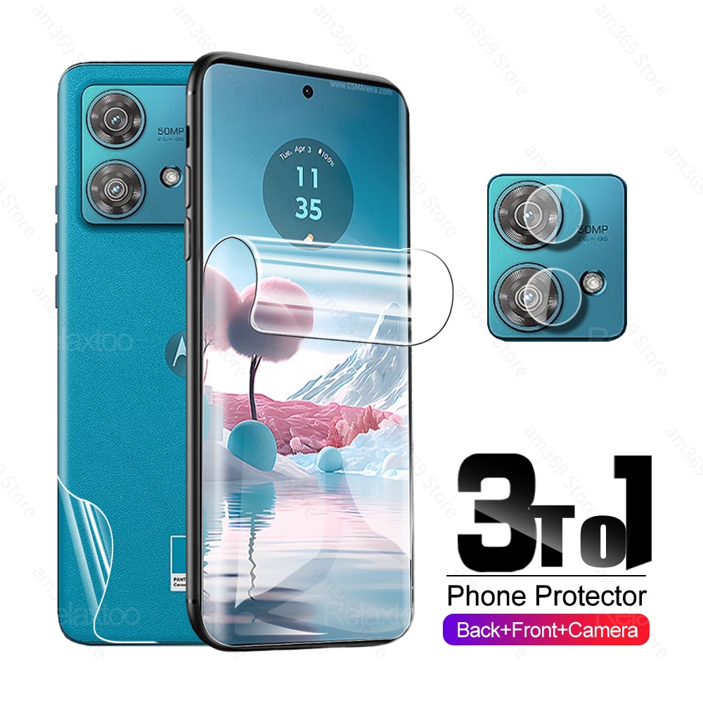 3in1 Front Back Hydrogel Film Not Glass For Motorola Edge 40 Neo Screen ...