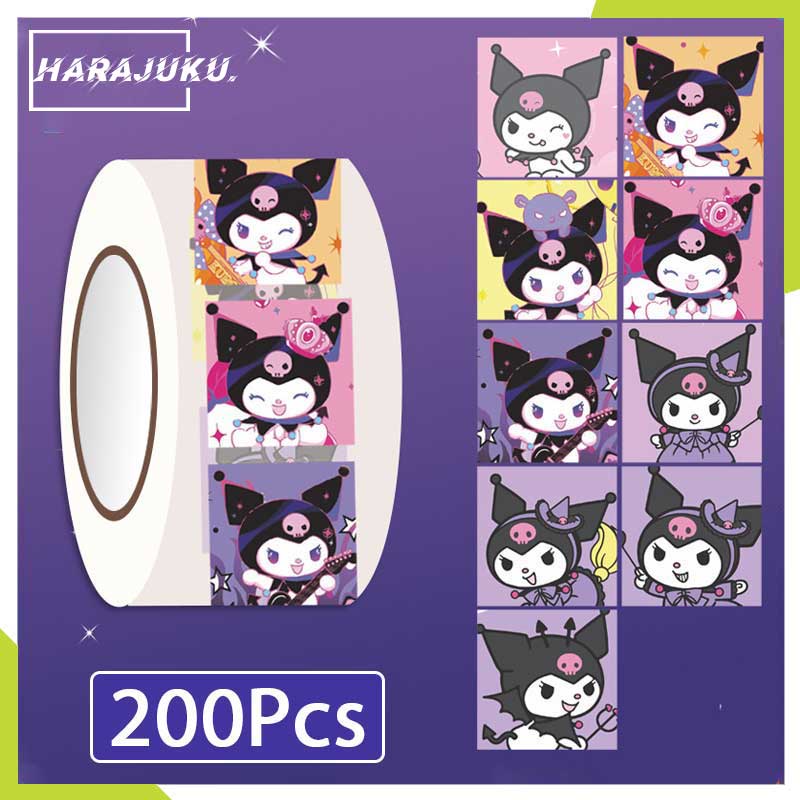 200pcs Roll Sanrio Sticker Laptop Sticker Luggage Cartoon Sanrio Kuromi