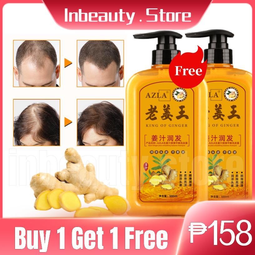 Buy 1 Free 1】azla Ginger Hair Shampoo And Conditioner Anti Hair Loss Fast Hair Growth Anti 9527