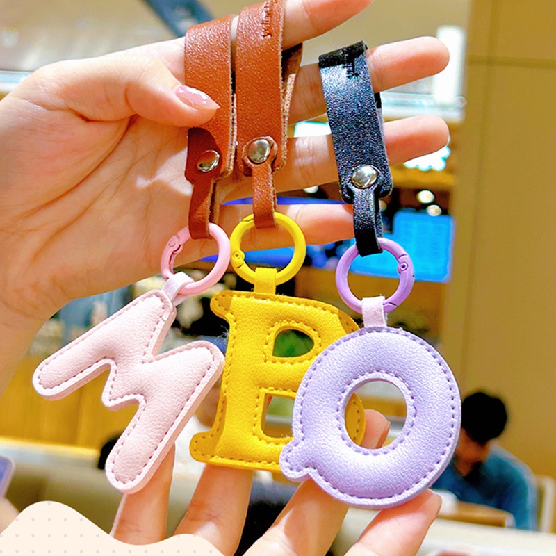 Creative Leather 26Letter Keychains Fashion Candy Color Wristband ...