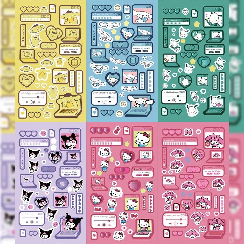 sanrio-japanese-cartoon-laser-sticker-pvc-waterproof-sticker-cute