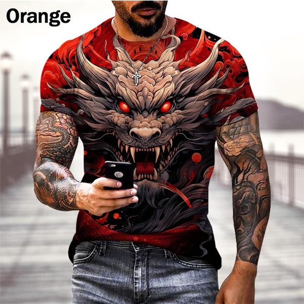 Legend Dragon 3D Printed Cool Casual Street Fashion Street Hip-Hop Casual  T-Shirt Dragon Top