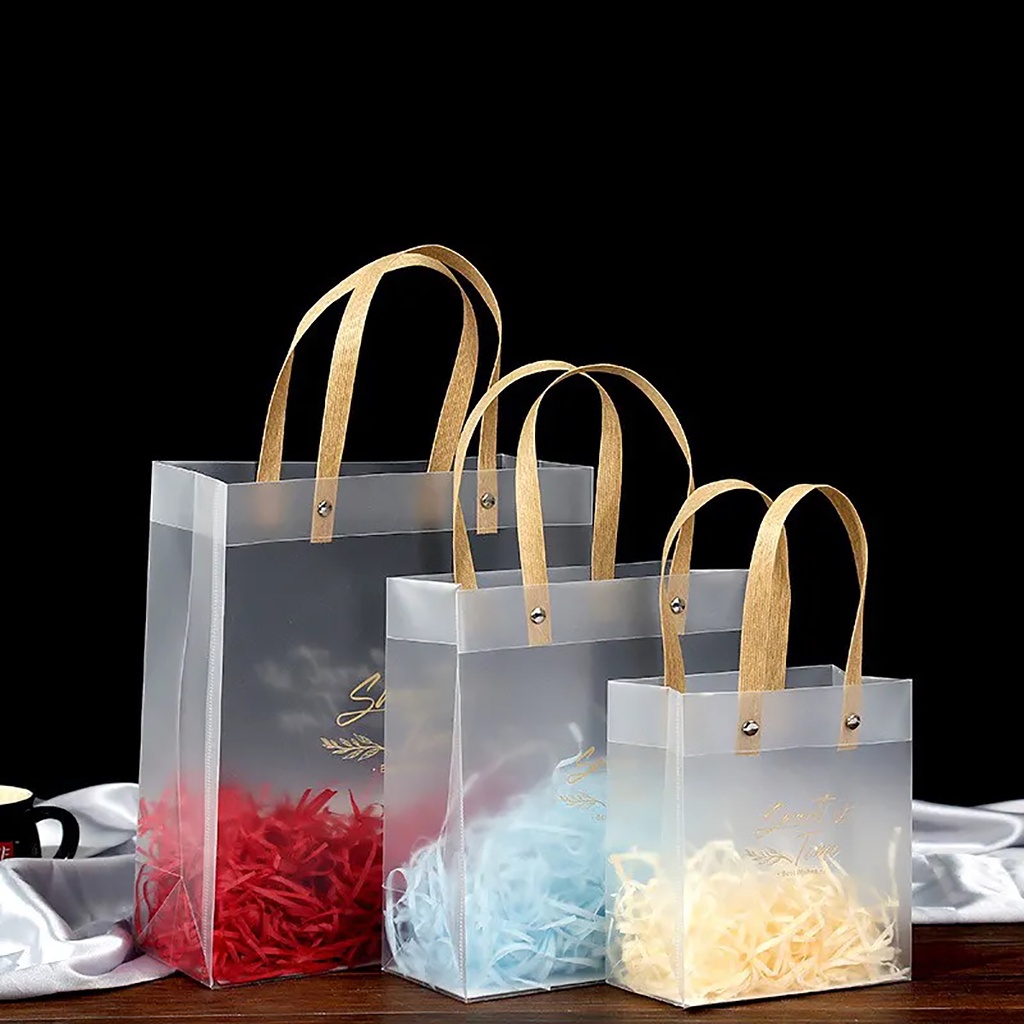 Transparent PVC Handle Bag Gift packaging handbag Shopping Tote bag ...