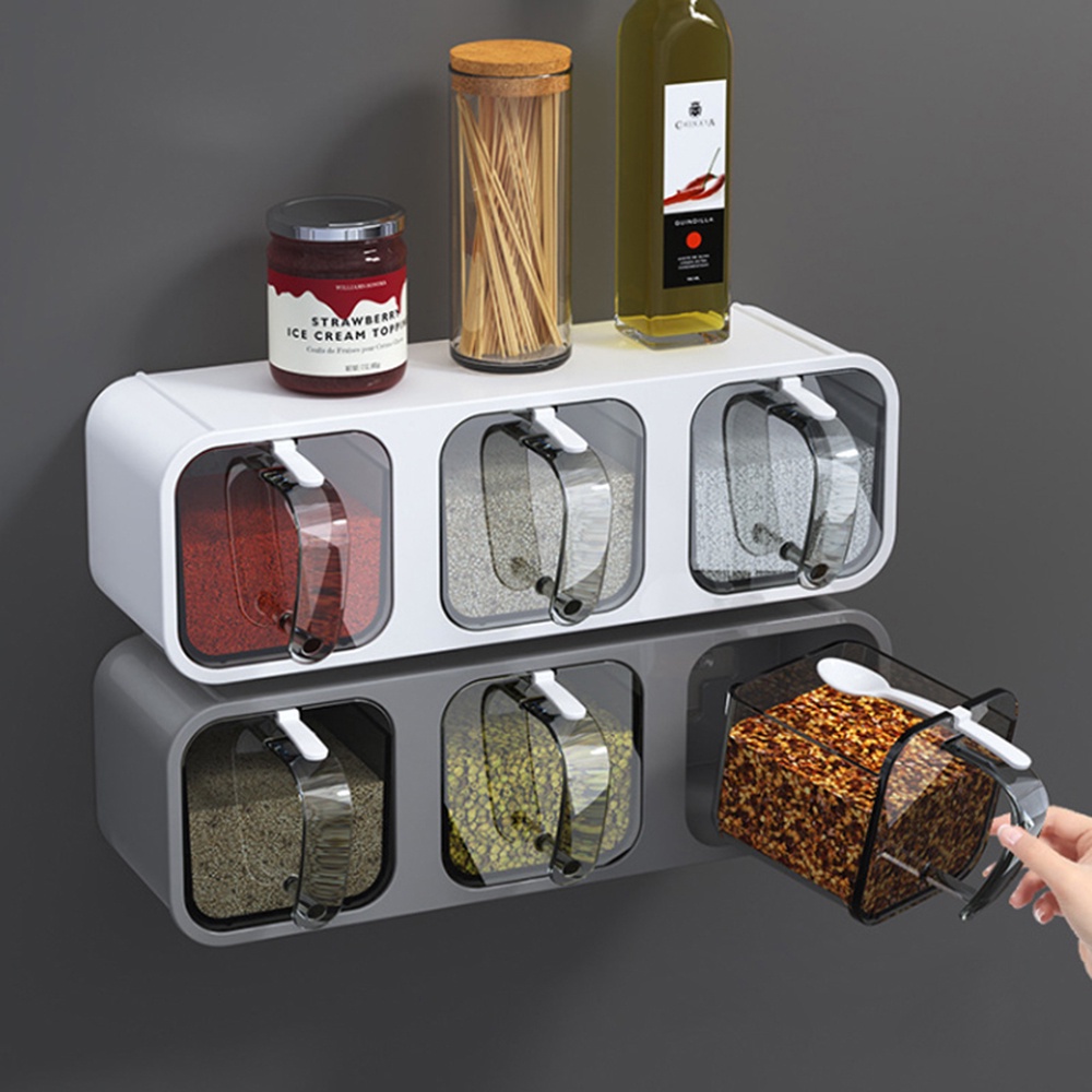 Seasoning Box, 1 Pack Clear Seasoning Storage Container Rack Combo Set ...