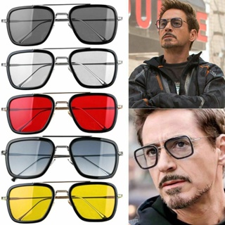 READY STOCK*Shades Sunglasses For Men Iron Man Glasses Rectangle Vintage  Eyewear Superhero Tony Stark Ironman shades