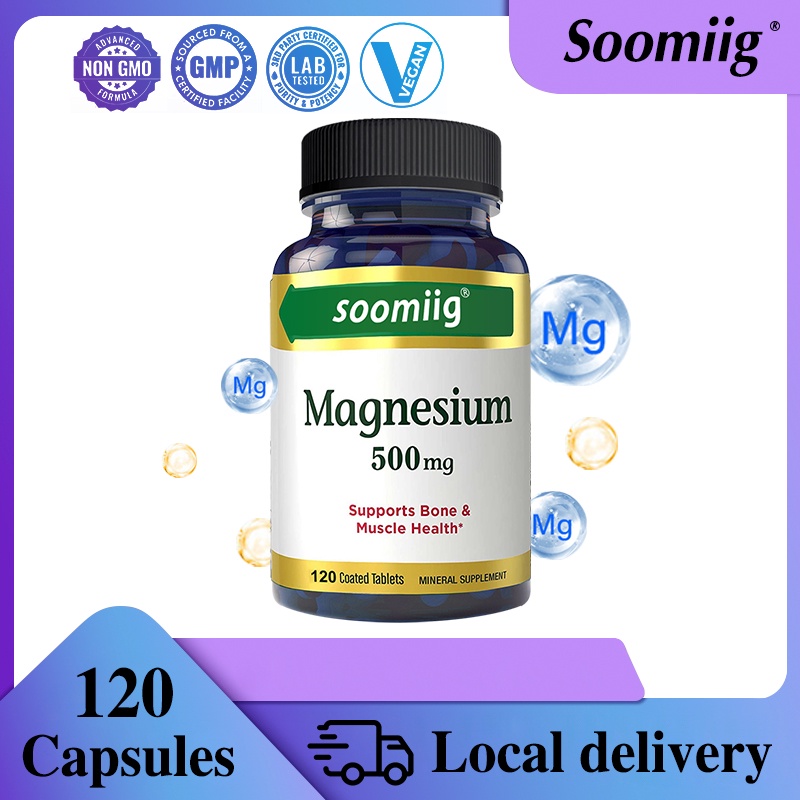 Soomiig Magnesium 500 Mg, Dietary Supplement, Supports Muscle, Heart