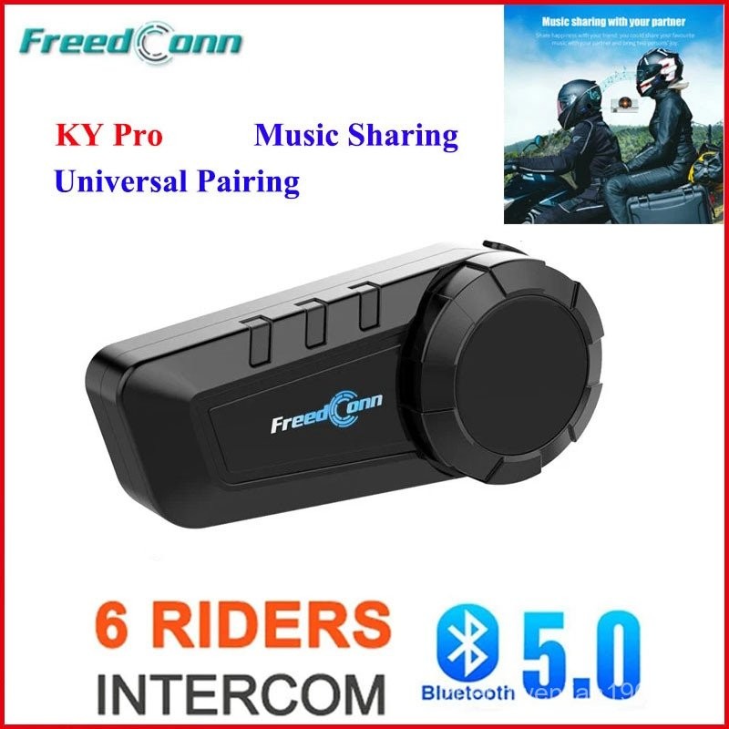 Freedconn KY PRO Motorcycle Intercom Helmet Headset 6 Riders Group ...