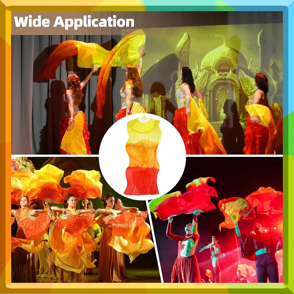 120CM Long Belly Dance Fan | Multicolor Performance Fans | Elegant ...