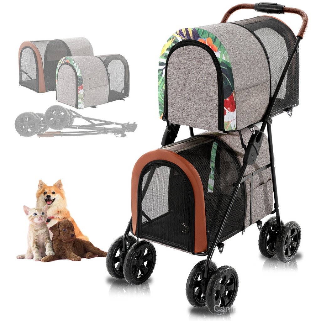 Fashion Cute Pet Bus Double Layer Pet Stroller Separable Dog Stroller ...