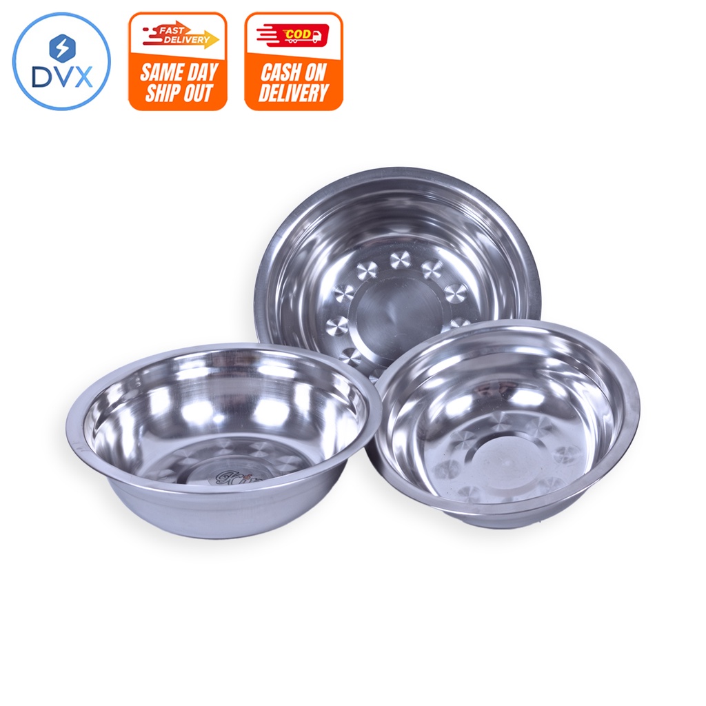 COD DVX Stainless Mixing Bowls High Quality Steel Baking Salad Bowl