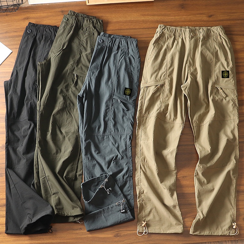 Stone Island Cargo Pants Men Outdoor Work Pants Loose Fitting Straight