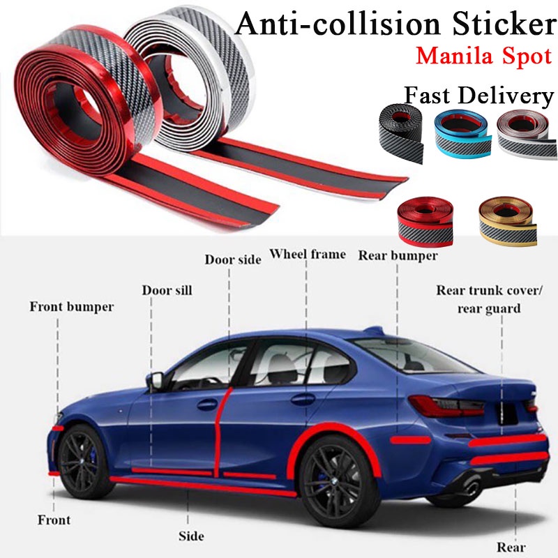 Car Universal Anti-collision Sticker Car Carbon Fiber Rubber Door Sill ...