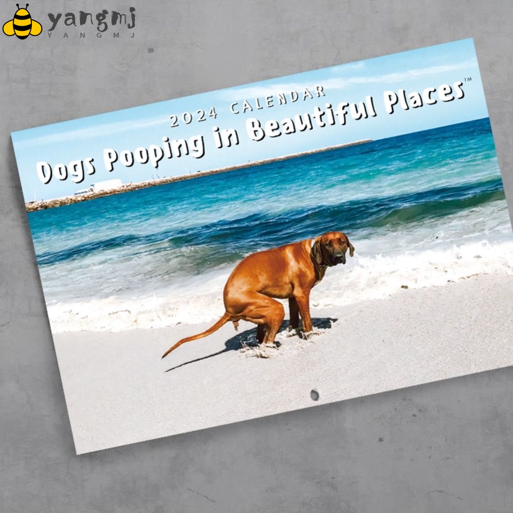 YANGMJ Dog Pooping Wall Calendar, 2024 Paper Pooches Calendar, Funny