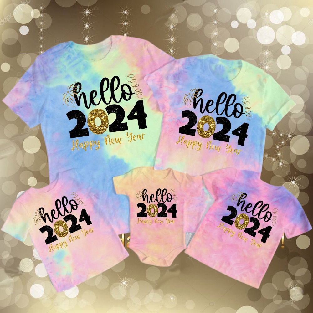 1pc Hello 2024 Family Tie Dye Shirt Fashion New Year Party Family Look   Sg 11134201 7rbms Lmziew6w7ryx43