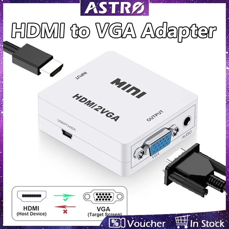 ASTRO 1080P HDMI to VGA Adapter,HDMI to VGA Full HD Video Converter For