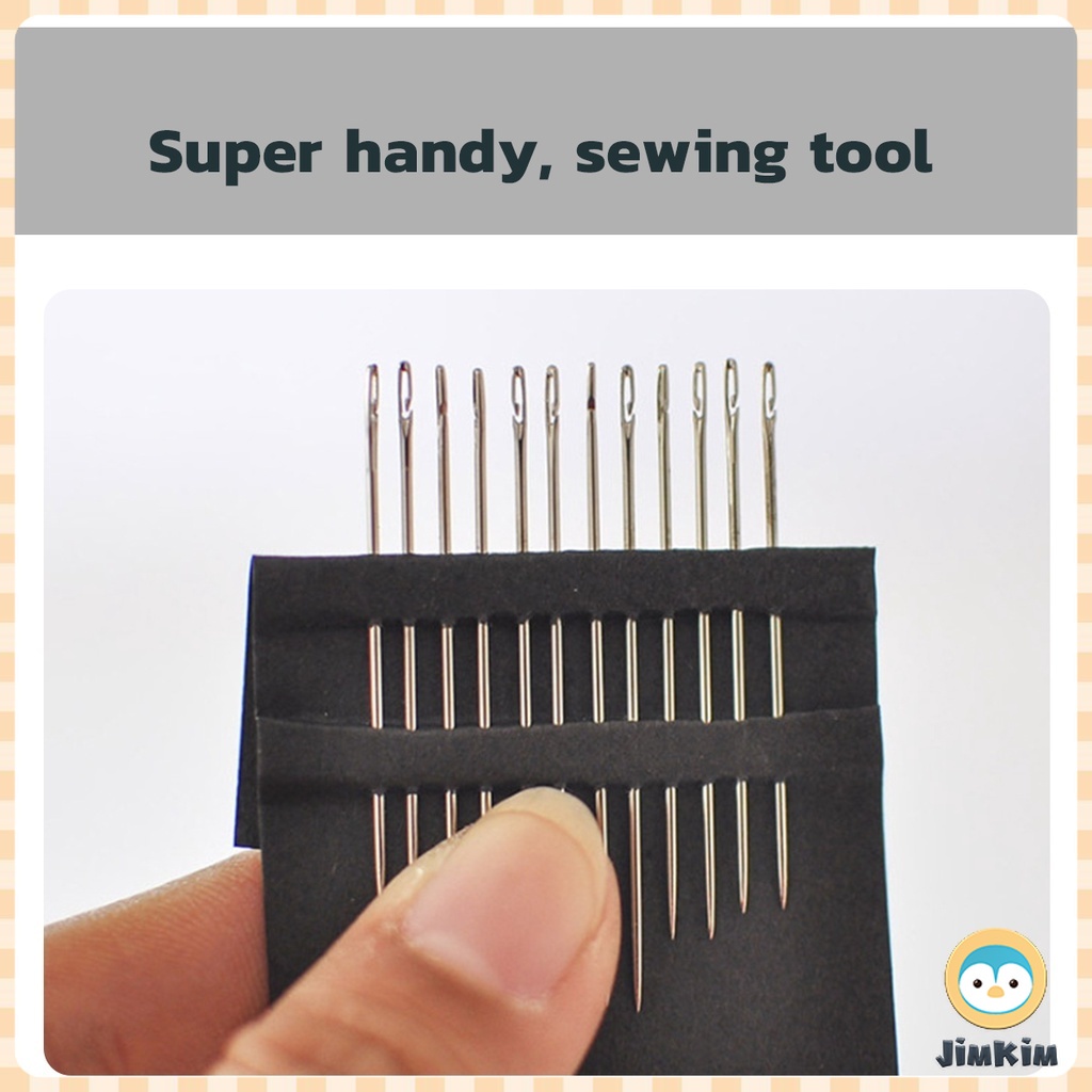 12 PCS Blind Sewing Needles Elderly Big Hole Stainless Steel Needle for ...