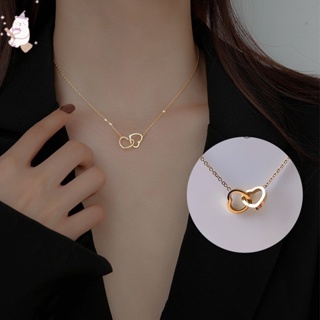 New Stainless Steel Necklaces Zircon Shell Four-leaf Clover Double Layer Pendant  Necklace for Women Fashion Party Jewelry Gifts