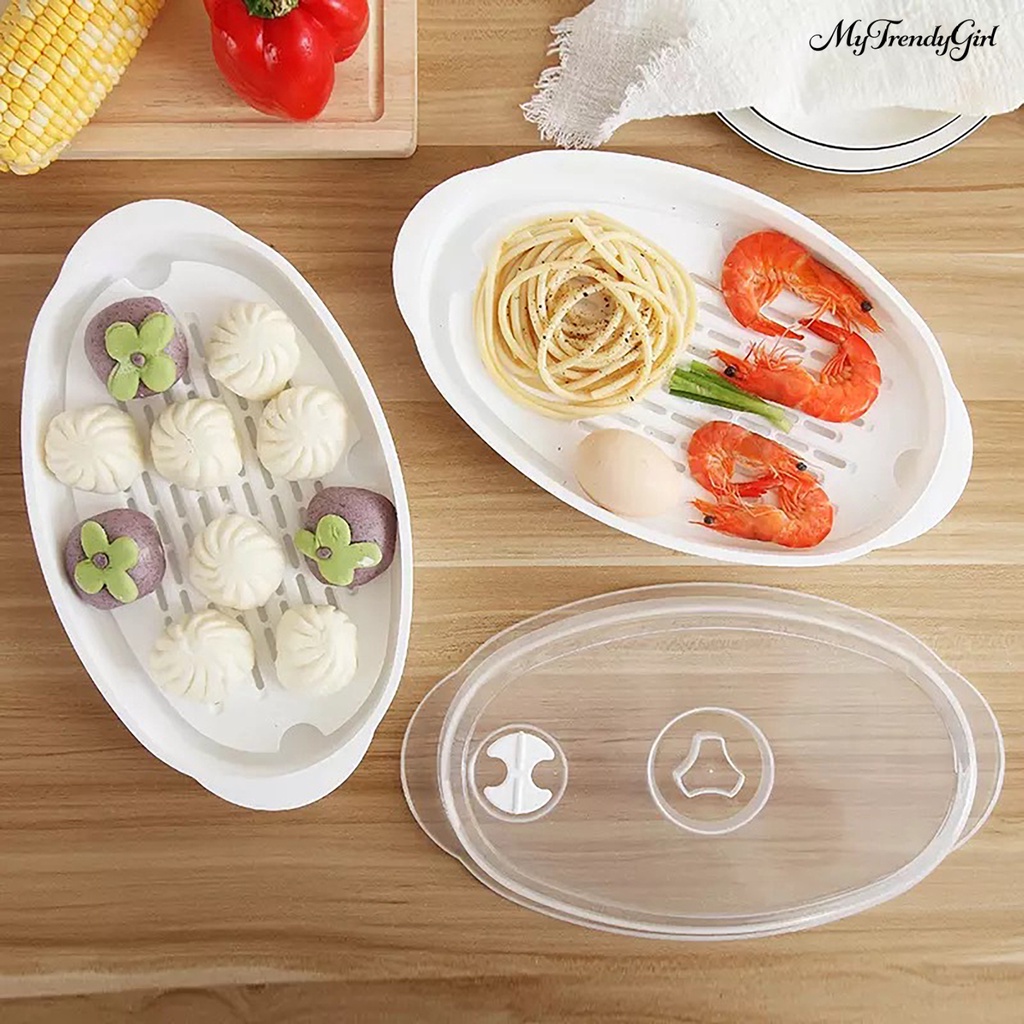 [KT2]Steamed Fish Plate with Transparent Cover Microwaveable Fish