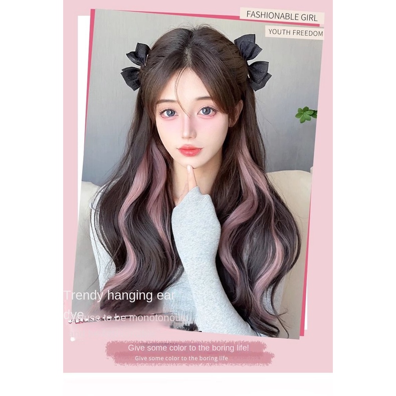 Curly Hair Hanging Ear Dyed Wig Patch Female Hair Extension Highlight One Piece Seamless 9341