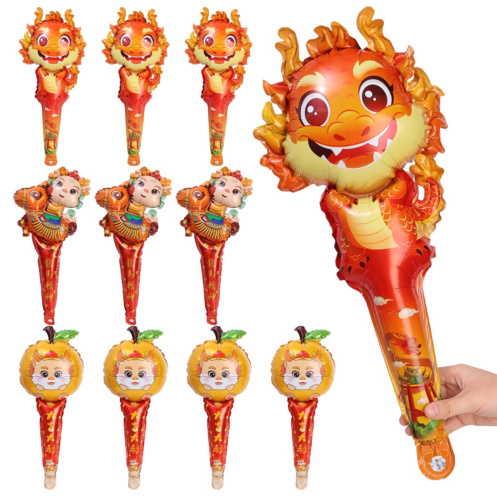 2pcs 2024 Dragon Year Aluminum Film Balloon Inflatable Stick/ New Year